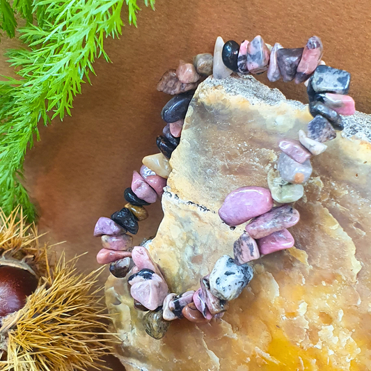 Bracelet en chips de Rhodonite