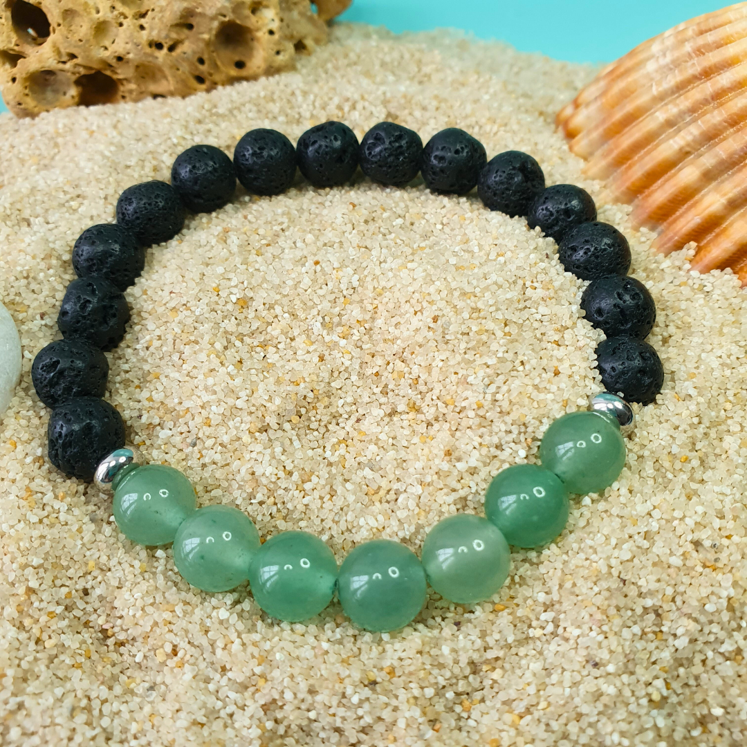 Bracelet en Pierre de Lave et Aventurine Verte | Bijoux Naturels par Atelier Kacha