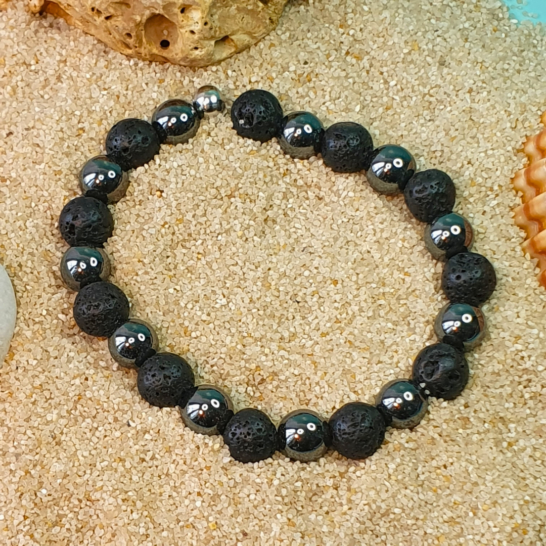 Bracelet en Pierre de Lave et Hématite | Bijoux Naturels par Atelier Kacha