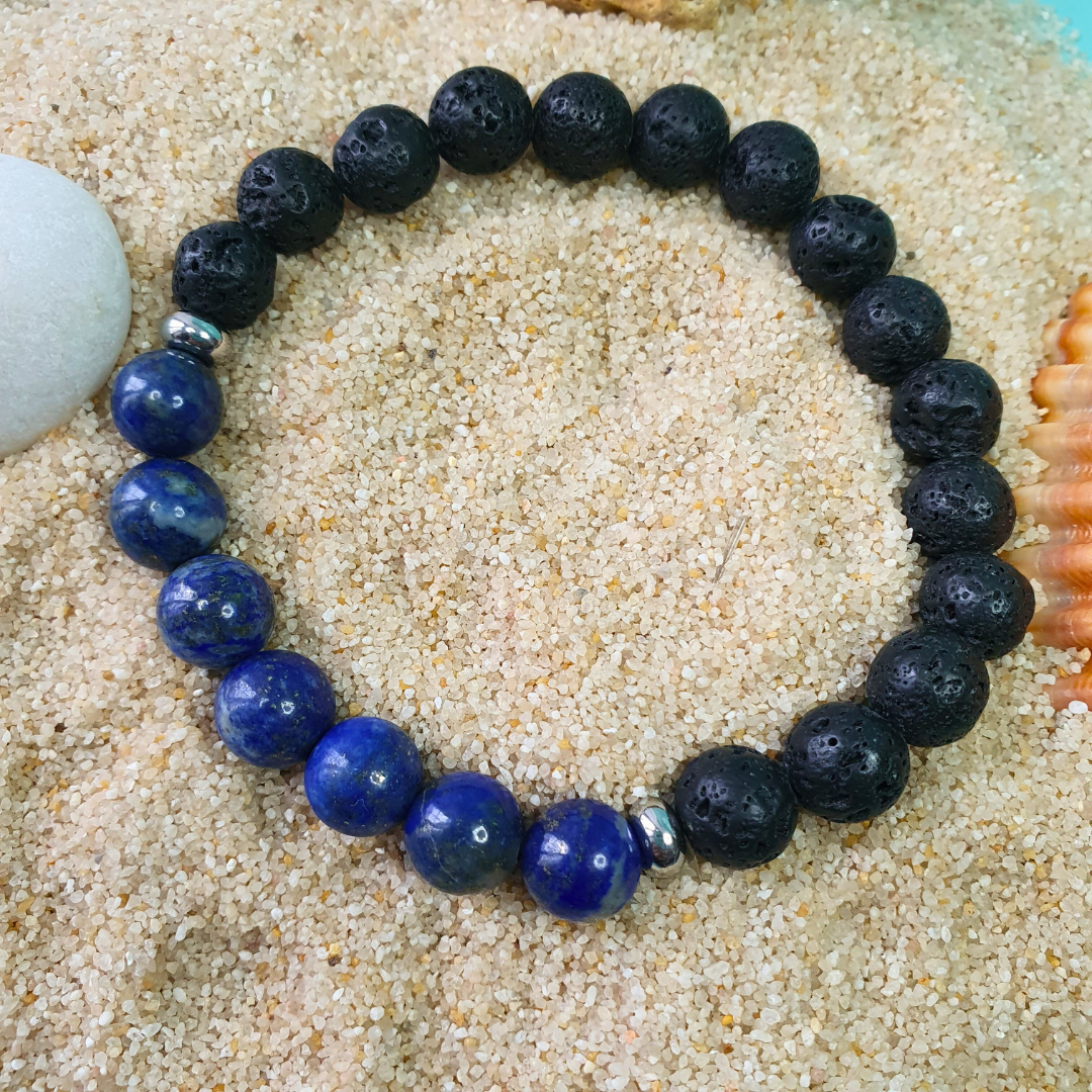 Bracelet en Pierre de Lave et Lapis-Lazuli | Bijoux Naturels par Atelier Kacha