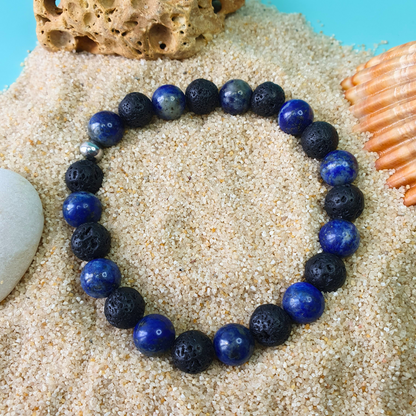 Bracelet en Pierre de Lave et Lapis-Lazuli | Bijoux Naturels par Atelier Kacha