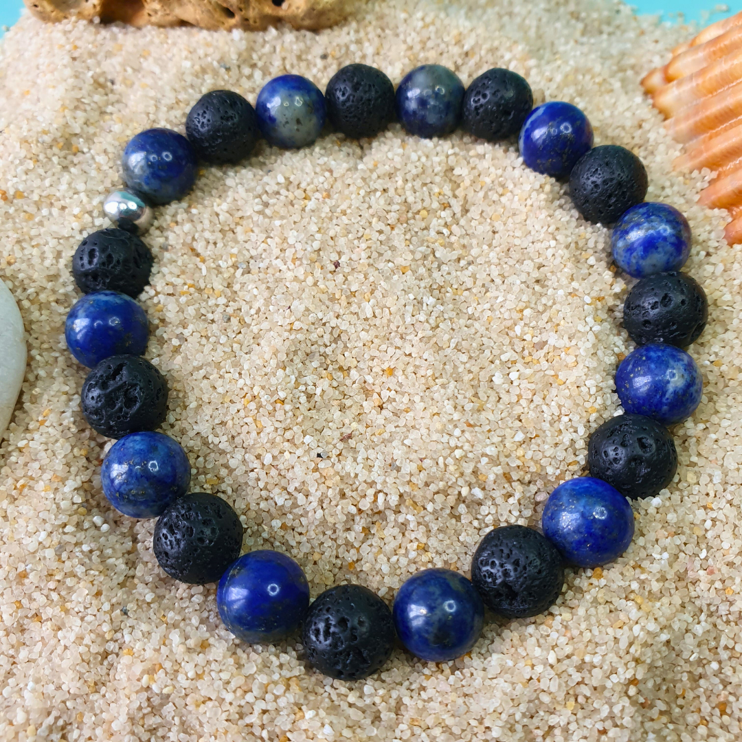 Bracelet en Pierre de Lave et Lapis-Lazuli | Bijoux Naturels par Atelier Kacha