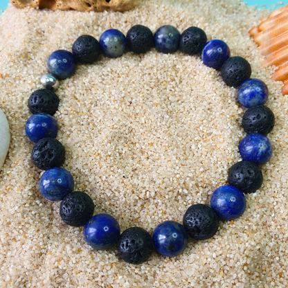 Bracelet en Pierre de Lave et Lapis-Lazuli | Bijoux Naturels par Atelier Kacha